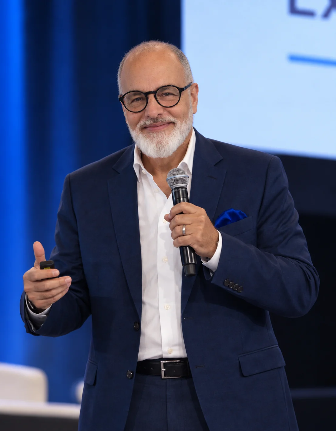 Honorio J. Padrón III on stage delivering a keynote