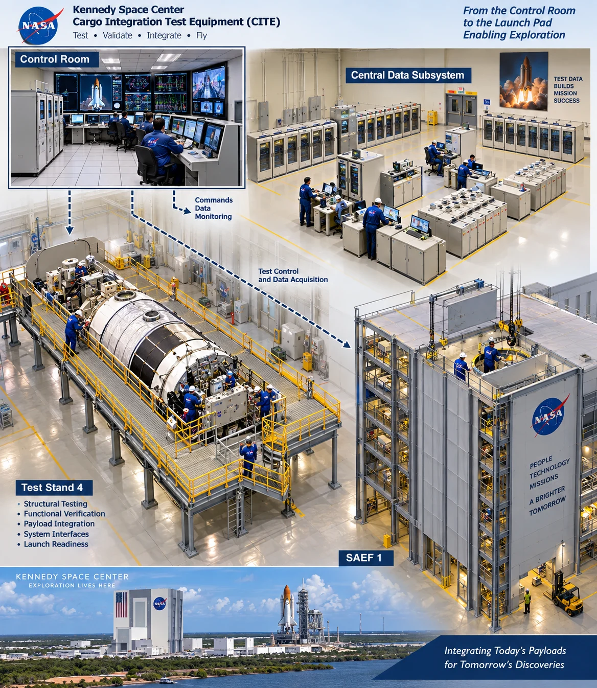 Kennedy Space Center Cargo Integration Test Equipment, from the control room to the launch pad